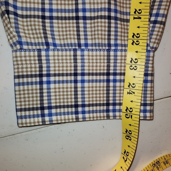 Daniel Cremieux Tan and Blue Checkered Shirt - Picture 9 of 10